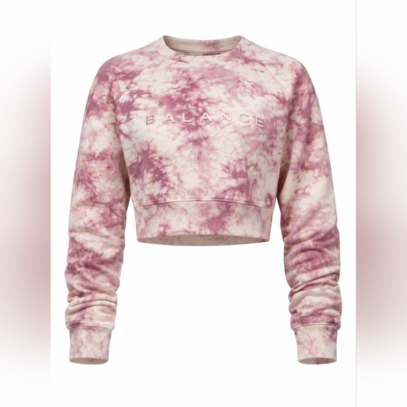 Balance Athletica Large Mauve Ivory Tie Dye Cropped Pullover Sweatshirt | Women - Picture 4 of 7